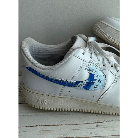 Custom Hand Painted Wave AF1 Sneakers Mens 11 Streetwear Coastal Y2K Art main image 9